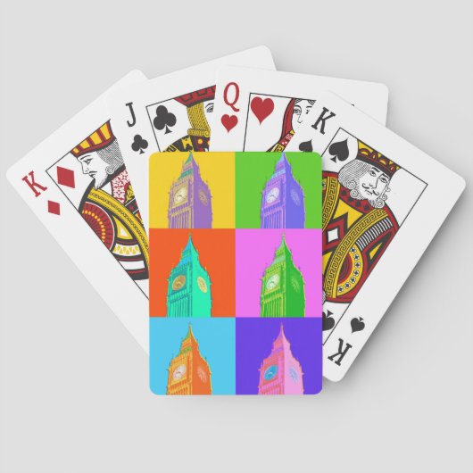 Pop Art Neon Big Ben Pokerkaarten (Achterkant)