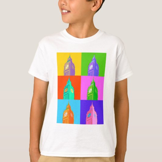 Pop Art Neon Big Ben T-shirt (Voorkant)