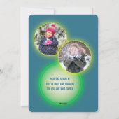 Pop Art Neon Rendier Twee Foto Kerstmis Feestdagenkaart (Achterkant)