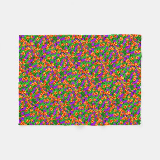 Pop Art Neon Tulips Fleece Deken (Voorkant (Horizontaal))