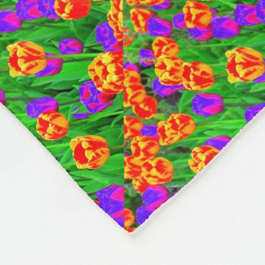 Pop Art Neon Tulips Fleece Deken (Hoek)