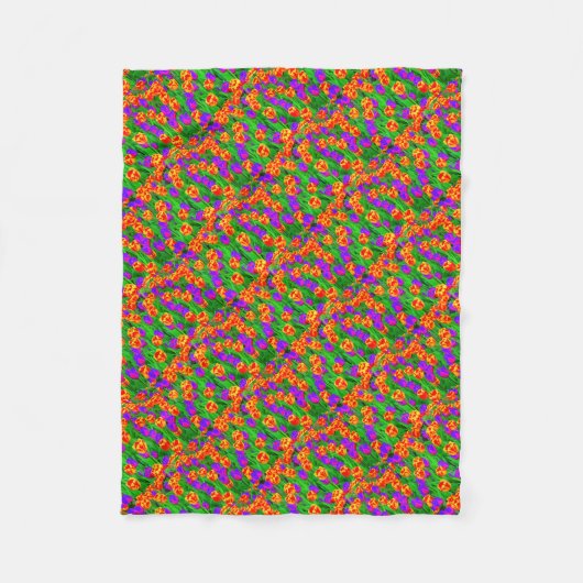Pop Art Neon Tulips Fleece Deken (Voorkant)