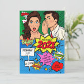 Pop Art New Years Eve Party Comic Kaart (Staand voorkant)