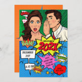 Pop Art New Years Eve Party Comic Kaart (Voorkant / Achterkant)