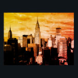 Pop Art New York City Ink Sketch Poster<br><div class="desc">New York City Midtown Old Style Afbeelding - New York Artworks</div>