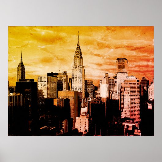 Pop Art New York City Ink Sketch Poster (Voorkant)