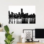 Pop Art New York City Manhattan Silhouette Poster (Thuiskantoor)