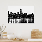 Pop Art New York City Manhattan Silhouette Poster (Keuken)