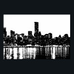 Pop Art New York City Manhattan Silhouette Poster<br><div class="desc">Black & White Artistic New York City Night Digital Afbeelding - Verenigde Staten van Amerika's grote steden</div>
