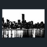 Pop Art New York City Manhattan Silhouette Poster<br><div class="desc">Black & White Artistic New York City Night Digital Afbeelding - Verenigde Staten van Amerika's grote steden</div>
