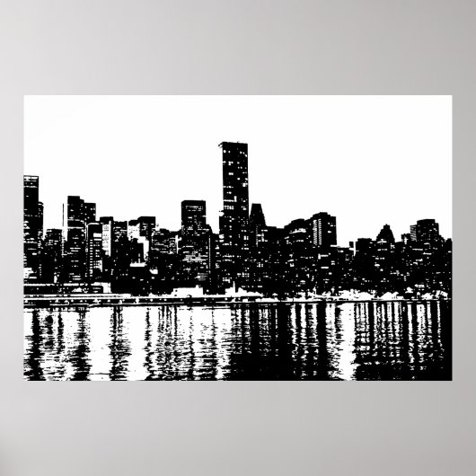 Pop Art New York City Manhattan Silhouette Poster (Voorkant)