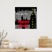 Pop Art New York City Manhattan wolkenkrabbers Poster (Keuken)