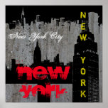 Pop Art New York City Manhattan wolkenkrabbers Poster<br><div class="desc">Hedendaagse Pop Kunst Stijl Digitaal Werk - Vrijheidsbeeld,  Wolkenkrabbers Art Poster</div>