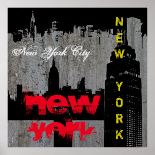 Pop Art New York City Manhattan wolkenkrabbers Poster