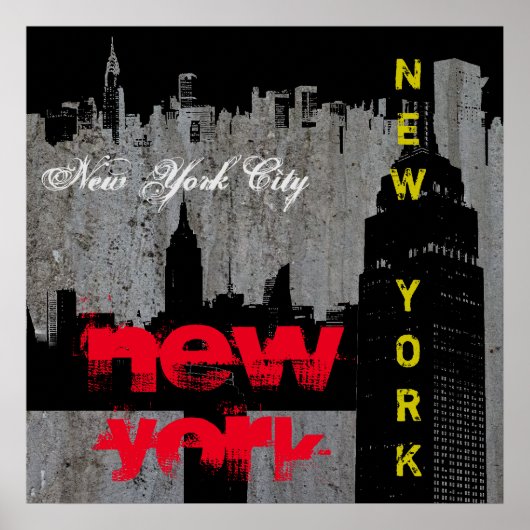 Pop Art New York City Manhattan wolkenkrabbers Poster (Voorkant)