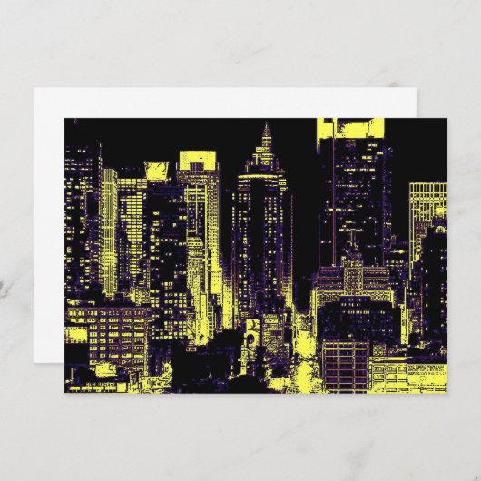 Pop Art New York City Uitnodiging (Voorkant / Achterkant)