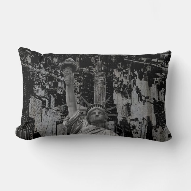Pop Art New York City Vrijheidsbeeld in Manhattan Kussen (Voorkant)