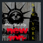 Pop Art New York City Vrijheidsbeeld in Manhattan Poster<br><div class="desc">Hedendaagse Pop Kunst Stijl Digitaal Werk - Vrijheidsbeeld,  Wolkenkrabbers Art Poster</div>