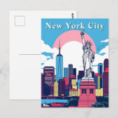 Pop Art New York Retro Comic Statue Briefkaart (Voorkant / Achterkant)