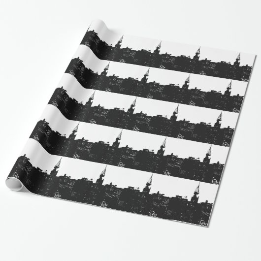 Pop Art New York Silhouette Cadeaupapier (Uitgerold)