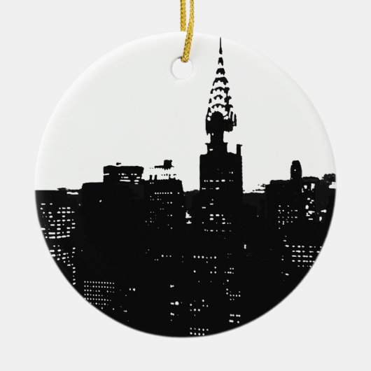 Pop Art New York Silhouette Keramisch Ornament (Voorkant)