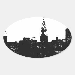Pop Art New York Silhouette Ovale Sticker
