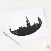 Pop Art New York Silhouette Ovale Sticker (Envelop)