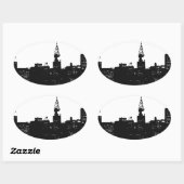 Pop Art New York Silhouette Ovale Sticker (Vel)