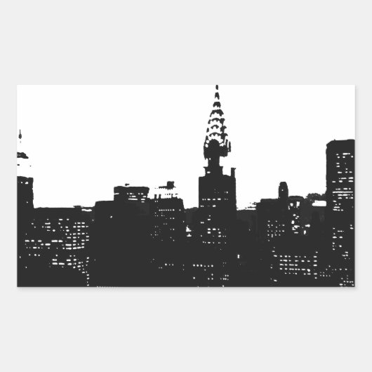 Pop Art New York Silhouette Rechthoekige Sticker (Voorkant)