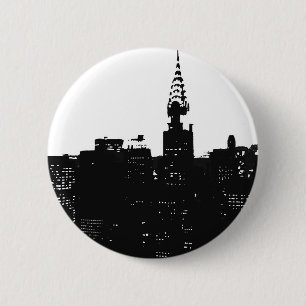 Pop Art New York Silhouette Ronde Button 5,7 Cm