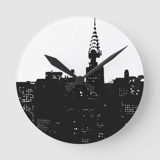Pop Art New York Silhouette Ronde Klok (Voorkant)