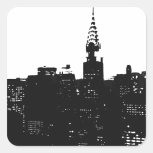 Pop Art New York Silhouette Vierkante Sticker