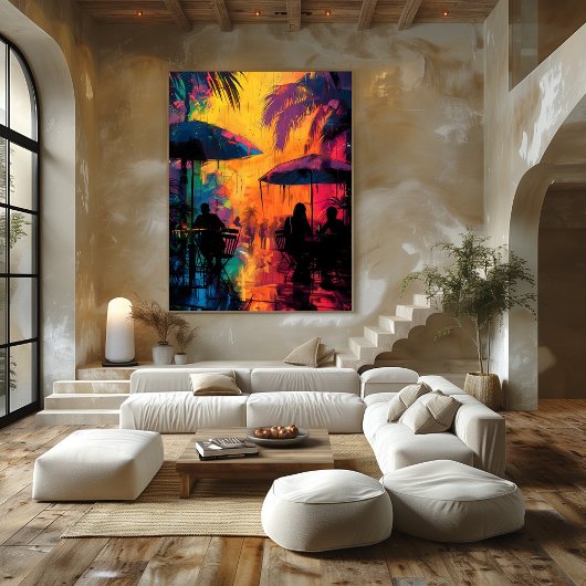 Pop Art: Noche de Café Tropical Foto Afdruk