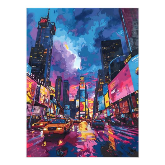 Pop Art: Noche en Times Square Foto Afdruk (Voorkant)