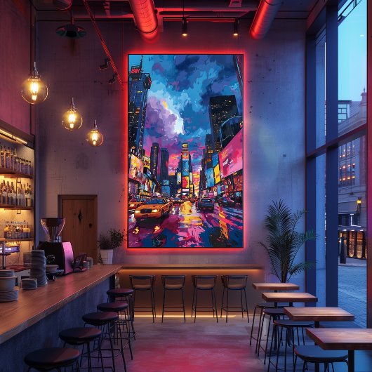 Pop Art: Noche en Times Square Foto Afdruk