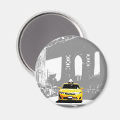 Pop Art Ny Yellow Taxi Nyc Brooklyn Bridge Magneet (Voorkant / Achterkant)
