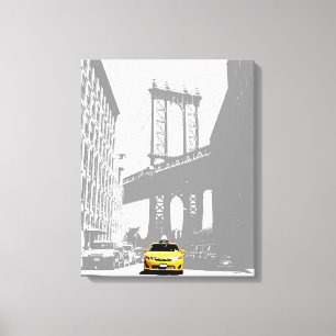 Pop Art Nyc Yellow Taxi New York City Brooklyn Canvas Afdruk