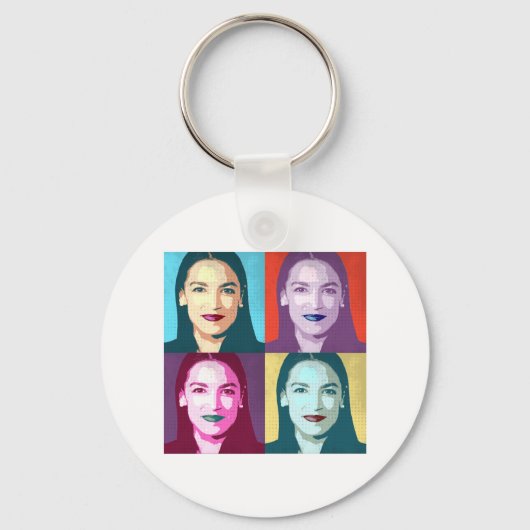 Pop Art Ocasio-Cortez Sleutelhanger (Voorkant)