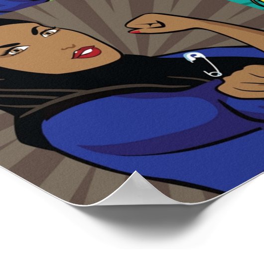 Pop art of multicultural Rosie the Riveters wearin Poster (Hoek)