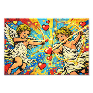 POP ART of two playful cupids Foto Afdruk