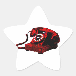 Pop Art Old Desk Telefoon Box Ster Sticker