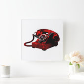 Pop Art Old Desk Telephone Box Square Walllock Vierkante Klok (Huis)