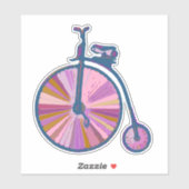 Pop Art Old Fashioned Unicycle Pattern in roze Sticker (Vel)