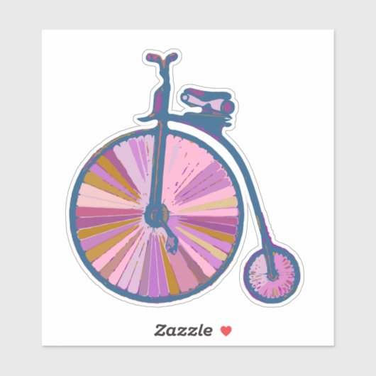 Pop Art Old Fashioned Unicycle Pattern in roze Sticker (Vel)