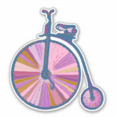 Pop Art Old Fashioned Unicycle Pattern in roze Sticker (Voorkant)