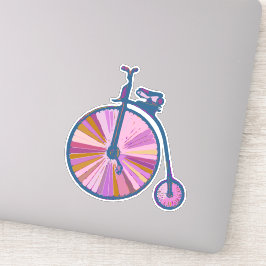 Pop Art Old Fashioned Unicycle Pattern in roze Sticker