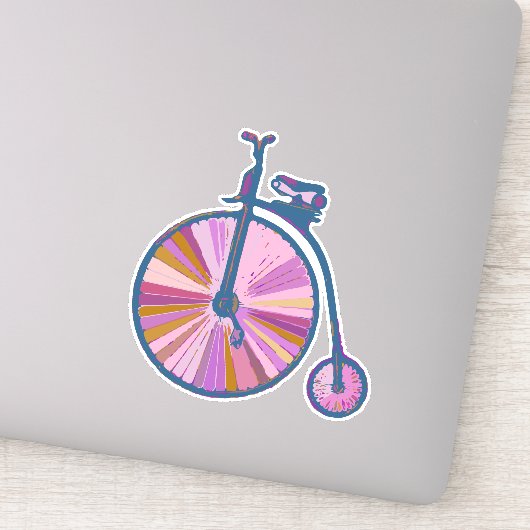 Pop Art Old Fashioned Unicycle Pattern in roze Sticker (Detail)