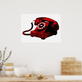 Pop Art Old Red Desk Telefoon Box Poster (Keuken)