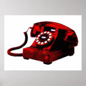 Pop Art Old Red Desk Telefoon Box Poster (Voorkant)