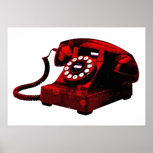 Pop Art Old Red Desk Telefoon Box Poster (Voorkant)